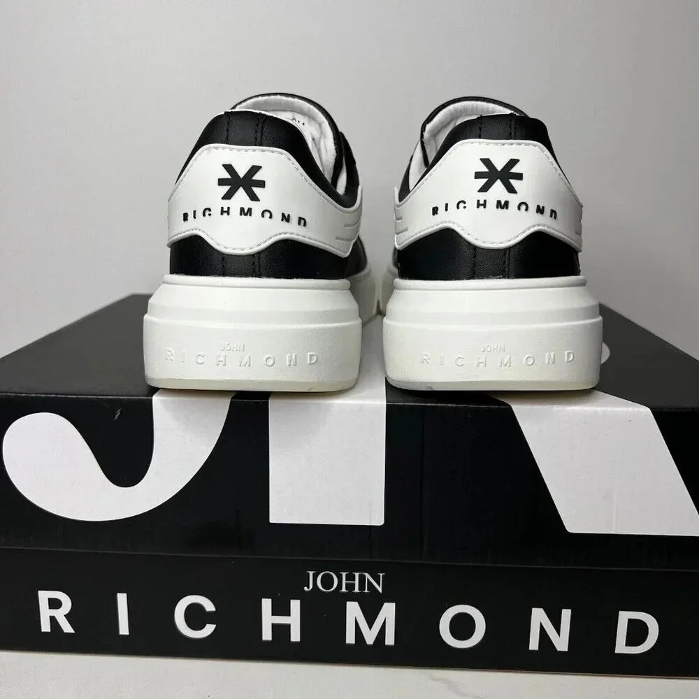 John Richmond 20007 CP Sneakers Low Platform Casual Leather Black Men’s Sz 6